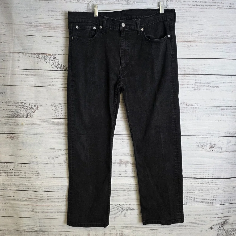 Levis‎ 514 Jeans Mens 38x30 Black Dark Wash Straight Fit Mid Rise Cotton
